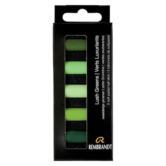 Rembrandt 5 Color Lush Greens Half Stick Soft Pastel Set